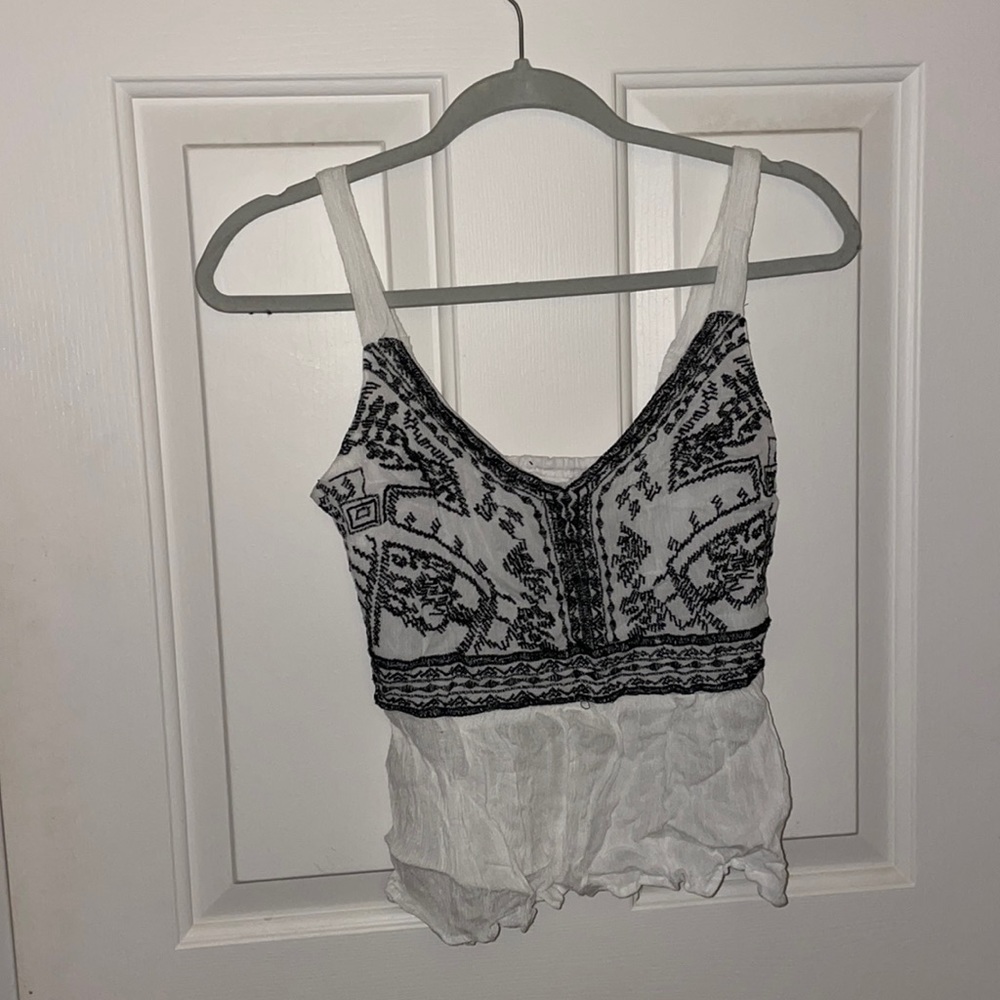 Black and White Flowy Tank Top